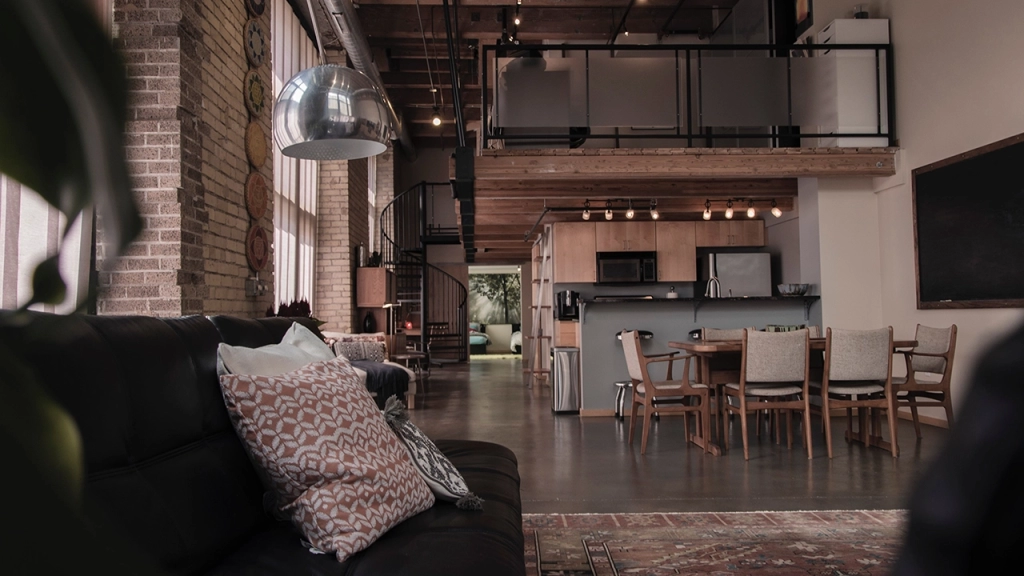 An interior image of a loft.