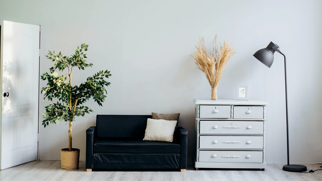 An image of a minimalistic apartment after downsizing.