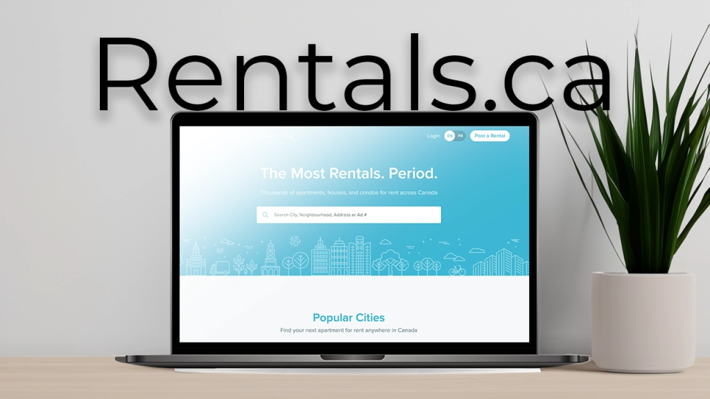 A website mock up of rentals.ca - a great website for posting rental listings for lease.