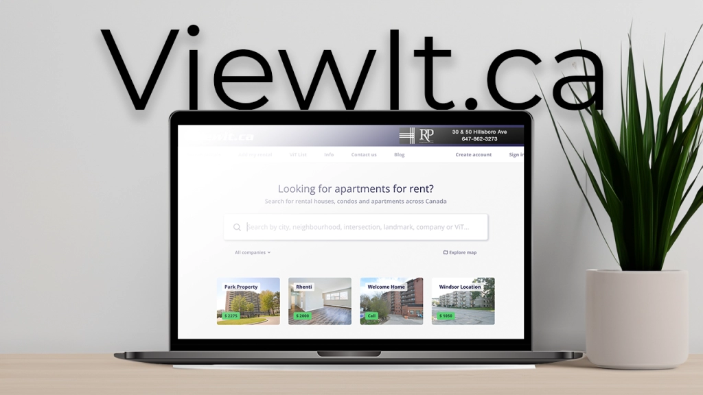 A website mock up of viewit.ca - a great website for rental property listings.