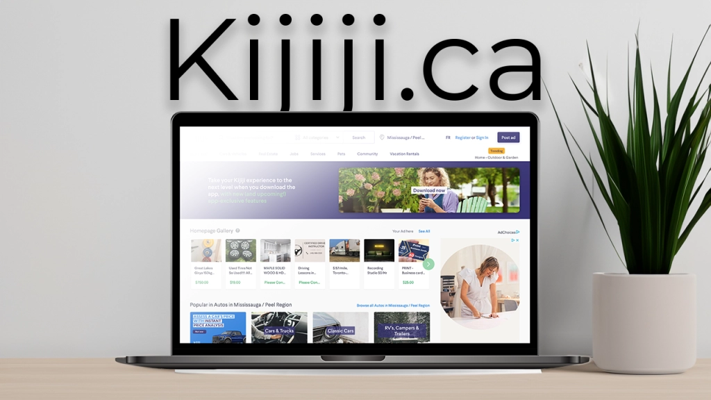 A website mock up of Kijiji.ca - perfect for listing rental properties for lease.