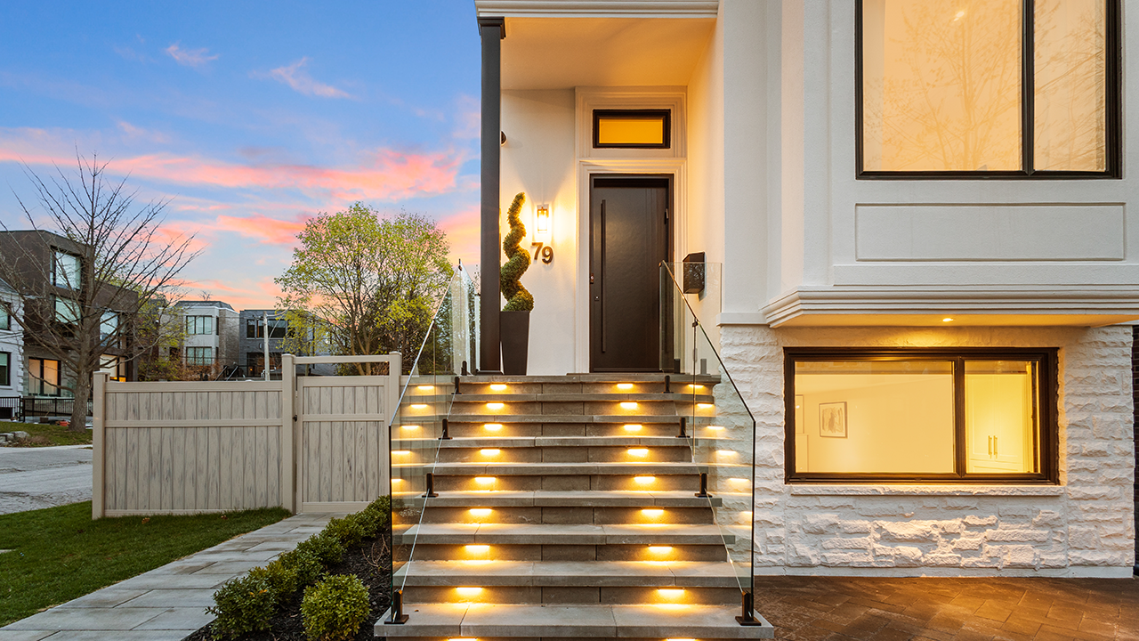 Front entrance of a luxury home. Professional real estate photography taken by Terracon Media