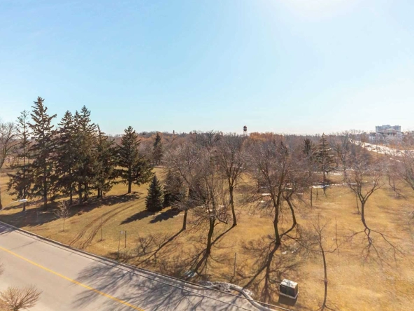 Southwest view from the wraparound balcony at 3865 Lake Shore Blvd. West unit 303.