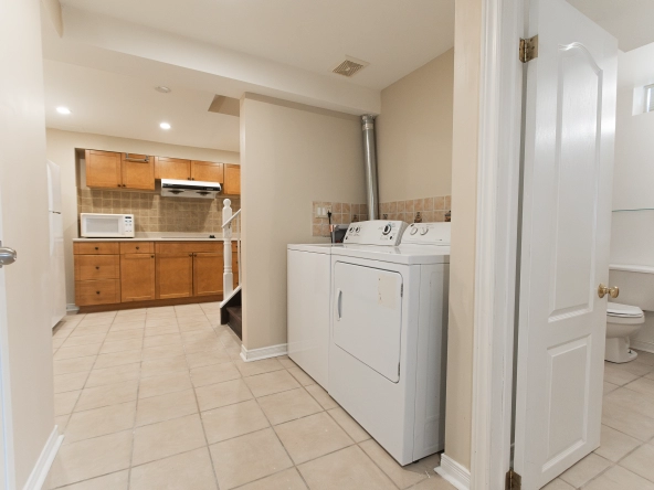 Laundry area of the basement apartment of 5467 Bimini Court located in Mississauga, Ontario, Canada