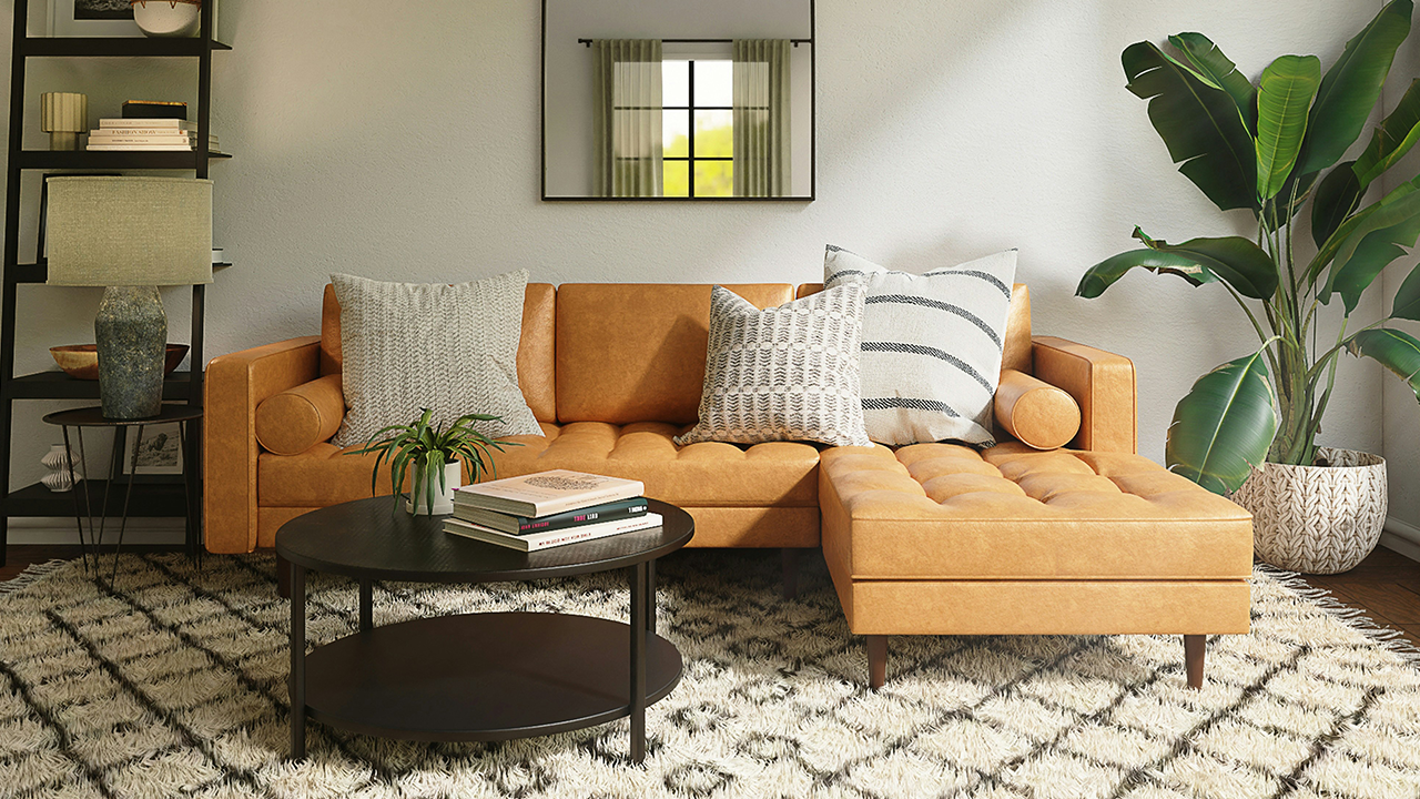An image of a brown couch in a living room