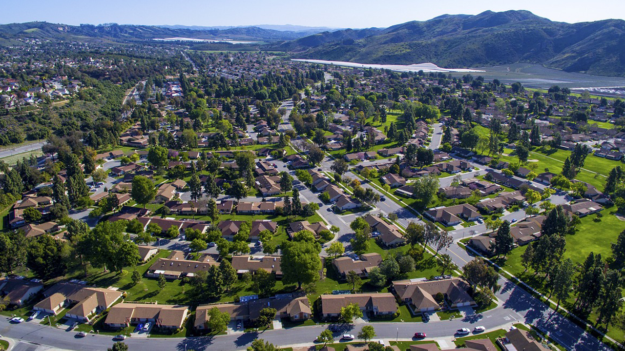An arial drone image of a community.