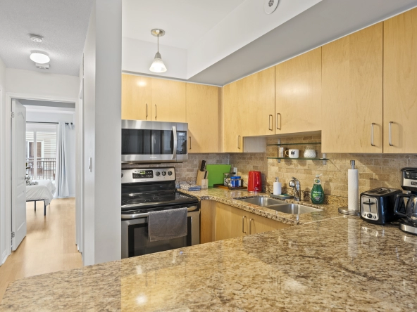 Kitchen of 96 Strachan Avenue located in the neighbourhood of Liberty Village in Toronto, Ontario currently listed for lease by Liberty Village real estate agent Marco Pedri.