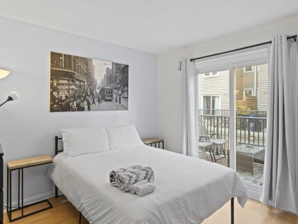 Bedroom of 96 Strachan Avenue located in the neighbourhood of Liberty Village in Toronto, Ontario currently listed for lease by Liberty Village real estate agent Marco Pedri.