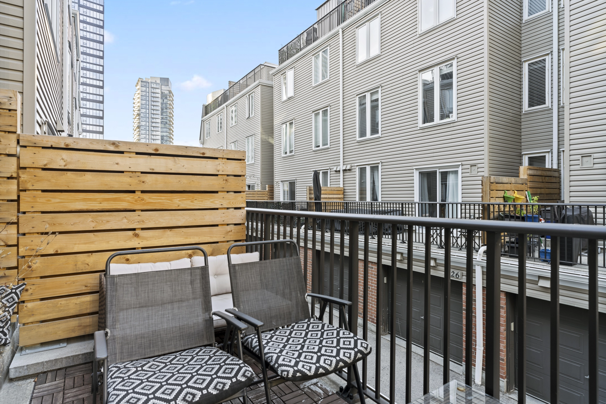 Balcony of 96 Strachan Avenue located in the neighbourhood of Liberty Village in Toronto, Ontario currently listed for lease by Liberty Village real estate agent Marco Pedri.