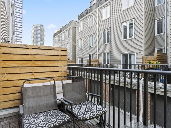 Balcony of 96 Strachan Avenue located in the neighbourhood of Liberty Village in Toronto, Ontario currently listed for lease by Liberty Village real estate agent Marco Pedri.