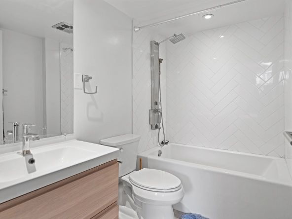 Ensuite bathroom of 77 Maitland Place unit 525 located in Toronto, Ontario, Canada - a condo currently for lease by Toronto rental agent Marco Pedri.