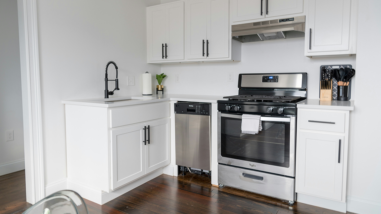 The kitchen of a rental property.