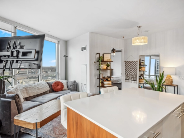 Living room of 5 Valhalla Inn Road unit 1710. A condo listed for rent in Etobicoke by Etobicoke real estate agent Marco Pedri - Broker with Shoreline Realty.