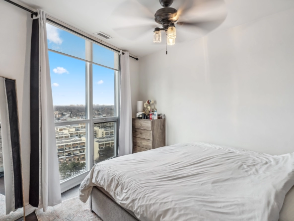 Bedroom of 5 Valhalla Inn Road unit 1710. A condo listed for rent in Etobicoke by Etobicoke real estate agent Marco Pedri - Broker with Shoreline Realty.