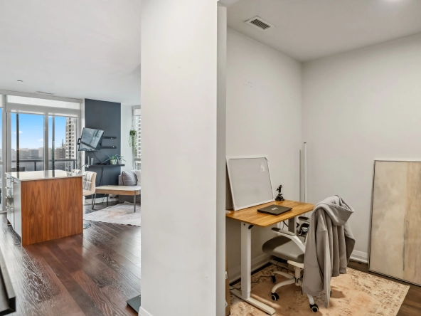 Den + living room 5 Valhalla Inn Road unit 1710. A condo listed for rent in Etobicoke by Etobicoke real estate agent Marco Pedri - Broker with Shoreline Realty.