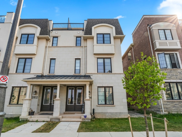 Exterior image of 3104 William Cutmore Bouelvard, a Mattamy Homes built home which is listed for lease by Oakville rental agent Marco Pedri.