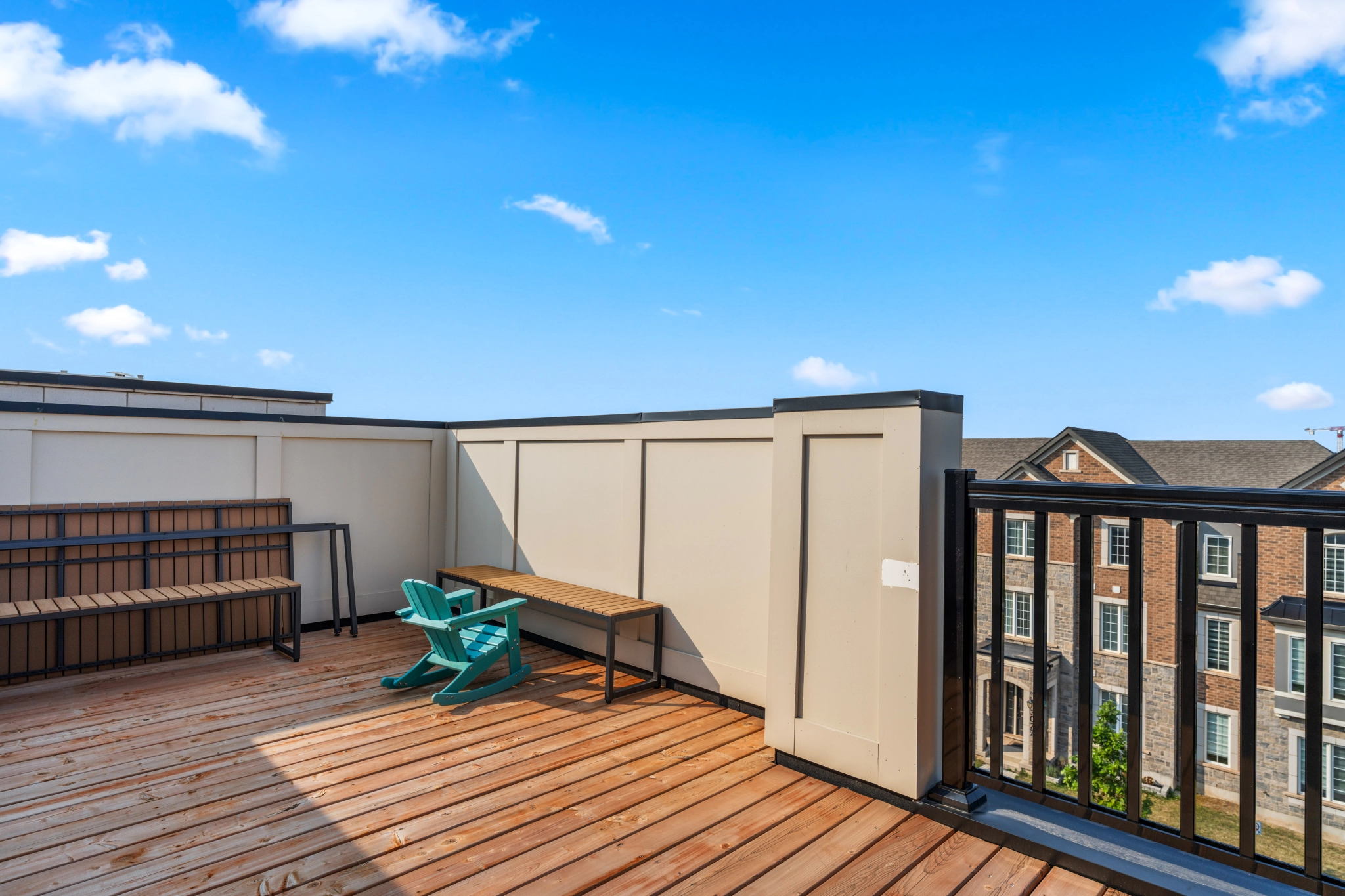 Rooftop terrace located at 3104 William Cutmore Boulevard in Oakville, Ontario listed for lease by Oakville rental agent Marco Pedri.