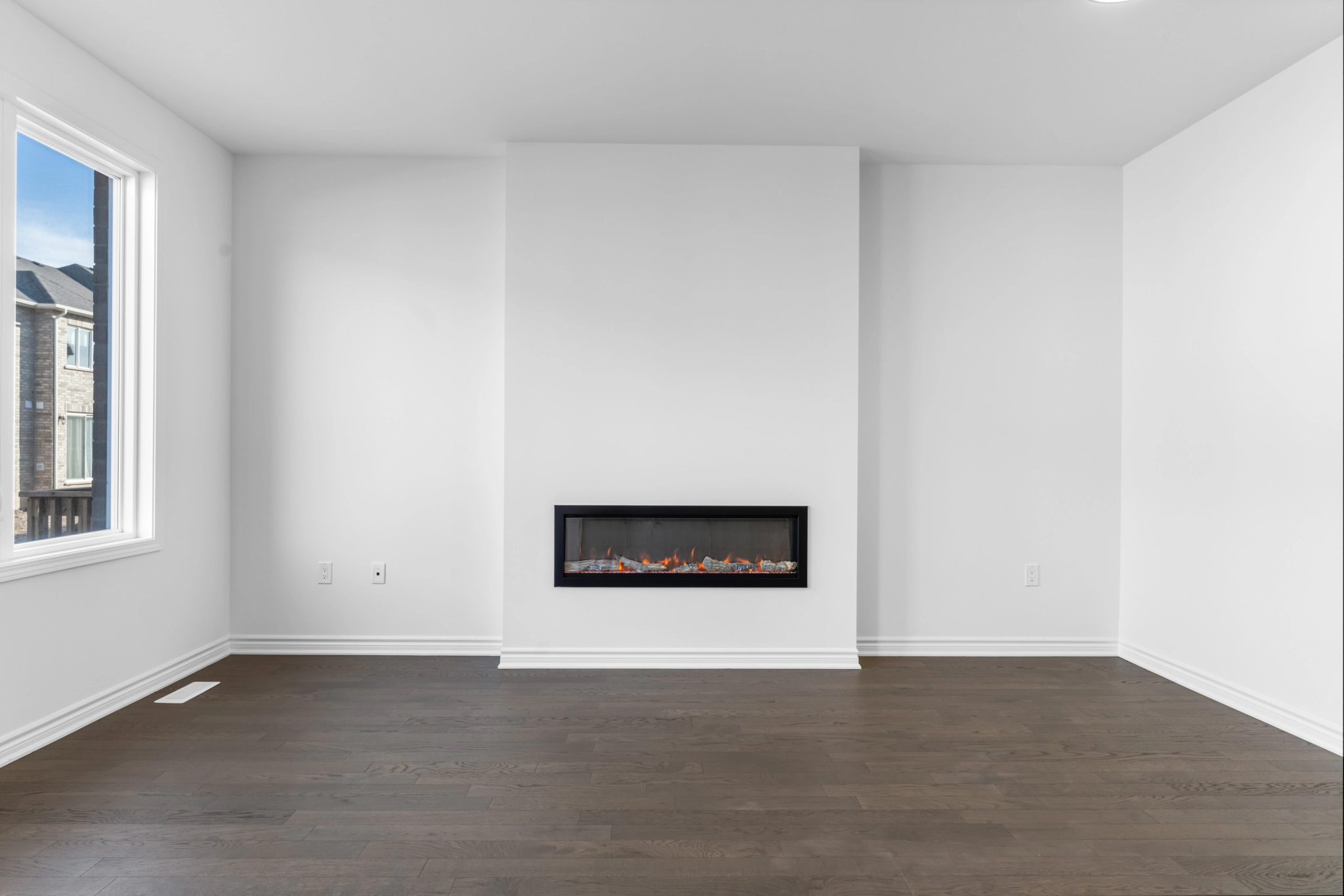 An image of a completely blank living room allowing a homeowner to craft whatever interior design image that want.