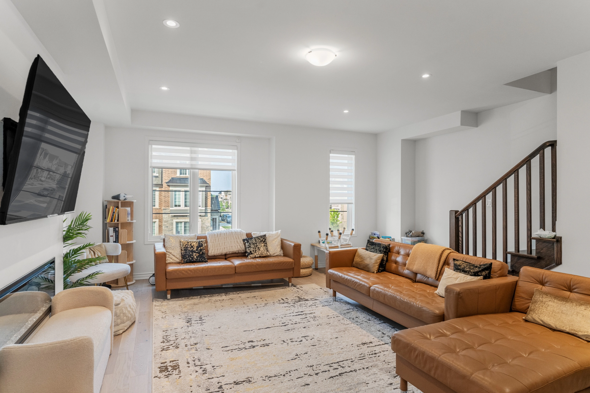 Nicely designed interior of a townhome in Oakville, Ontario.